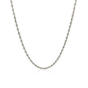 10k White Gold Solid Diamond Cut Rope Chain 1.5mm
