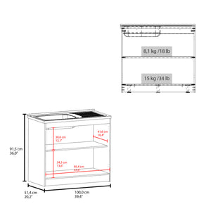 Utility Sink Cabinet 36" H, 2 Doors, 2 Shelves
