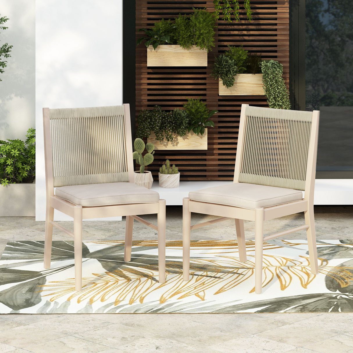 Cordoba - Dining Chair (Set of 2) Comfortable Armless Chairs - Beige