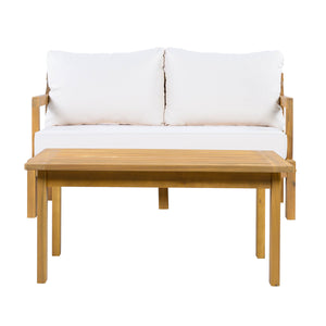 Outdoor 2-Piece Acacia Wood Patio Chat Set
