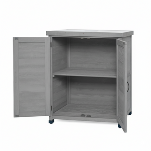 Potting Bench with Storage Cabinet and Metal Table Top