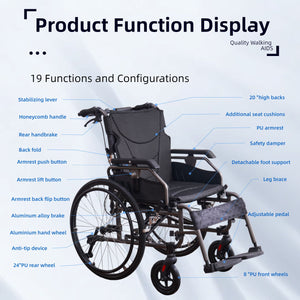 Premium Foldable Transport Wheelchair For Adults