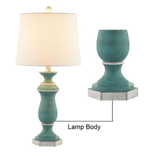 27-Inch Traditional Resin Table Lamp with 3-Way Dimming, Green, Set of 2