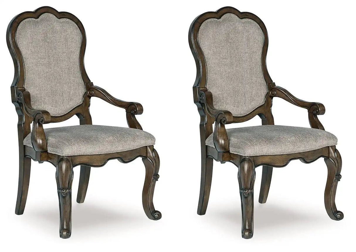 Maylee - Dining Upholstered Arm Chair (Set of 2) - Dark Brown