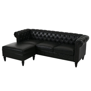 U-style 85" Modern 4-Seater L-Shaped Sectional Sofa with Storage Ottoman