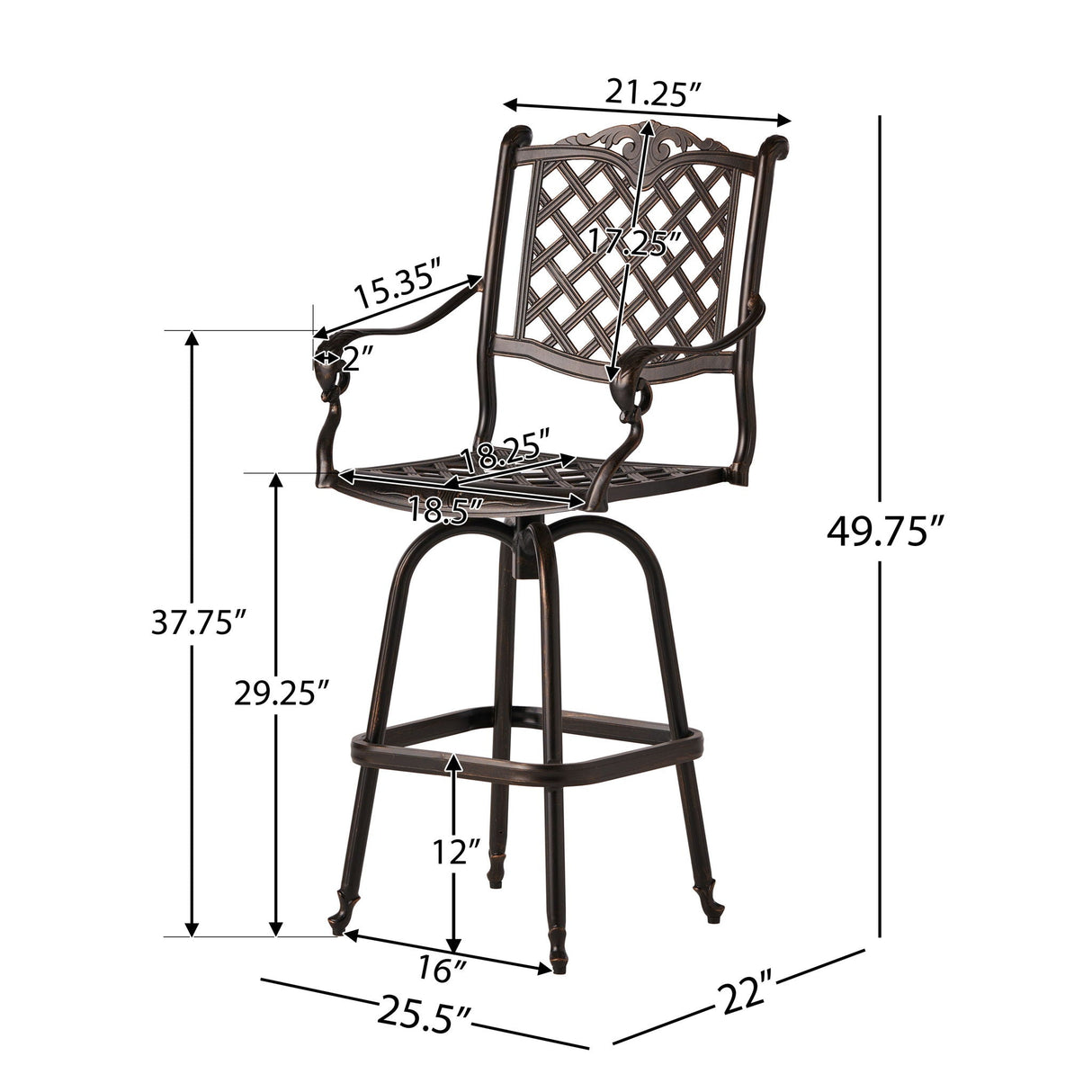 Cast Aluminum Bar Stool - Copper - Best Buy Furniture
