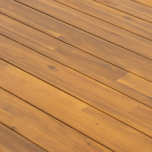 Kaja Outdoor Acacia Wood Dining Table, Teak Finish with Slat Design