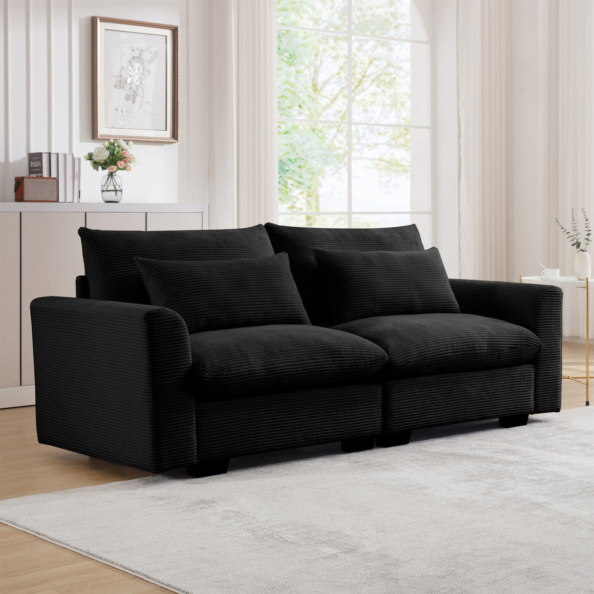 Modern 2 Seater Corduroy Fabric Sofa
