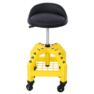 Pneumatic 360 Degree Swivel Stool, Mechanics Rolling Creeper Seat, Heavy Duty Rolling Mechanics Stool, Shop Stool With Casters