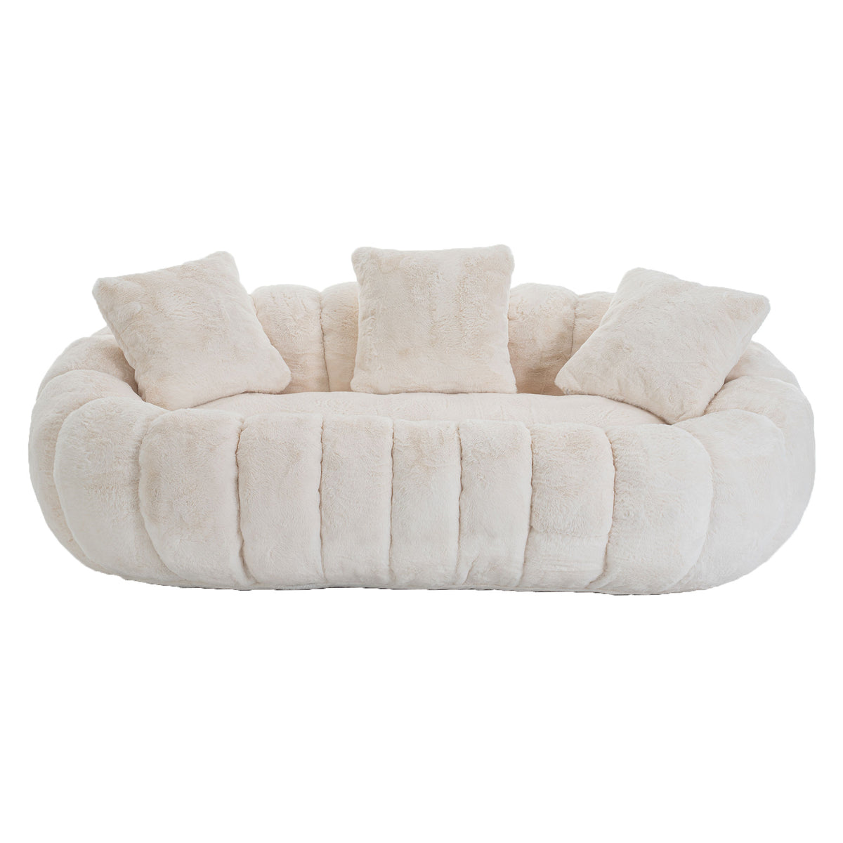 Floral-Shaped Ultra-Soft Faux Fur Two-Seater Sofa