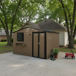 10x8 Ft Outdoor Metal Storage Shed with Window & Flower Rack