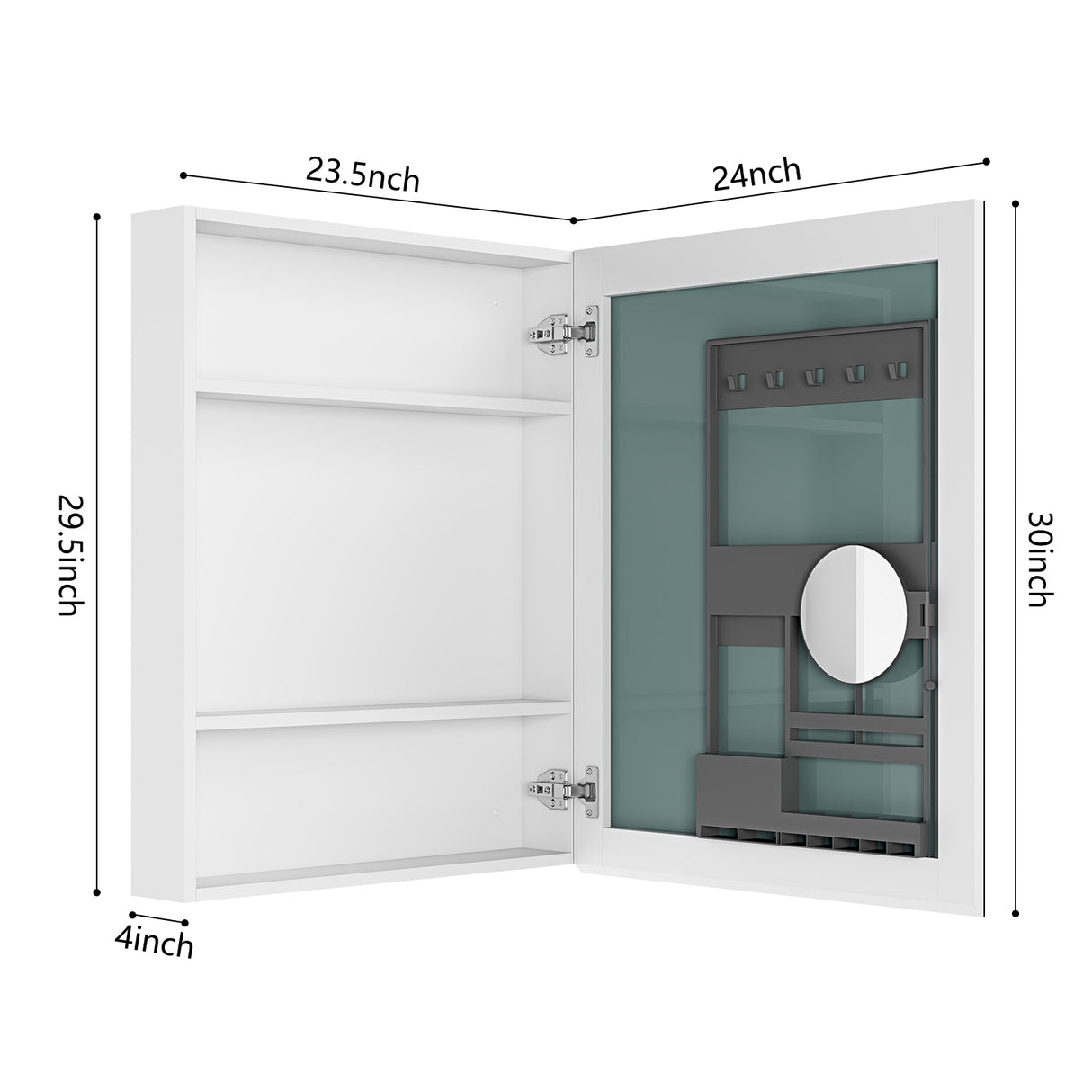 24'' W x 30'' H Surface Frameless Mirror Medicine Cabinet