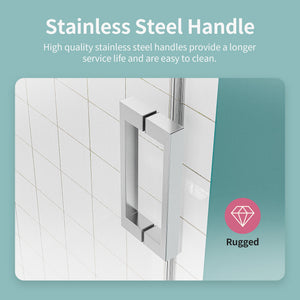 Frameless Single Sliding Soft Close Shower Doors, 3 / 8" Tempered Glass Reversible Installatio