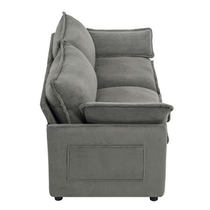 Modern Loveseat Sofa, Upholstered Couch With Side Storage Pockets