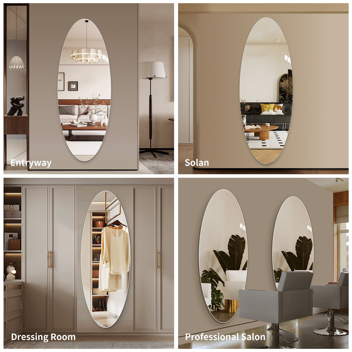 Modern Oval Full Length Wall Mirror