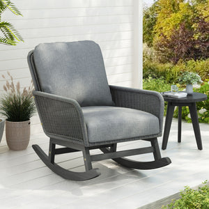 Contemporary Minimalist Wicker Rocking Chair With Soft Polyester Cushions - Best Buy Furniture