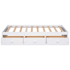 Twin Size Platform Storage Bed With 3 Drawers - White