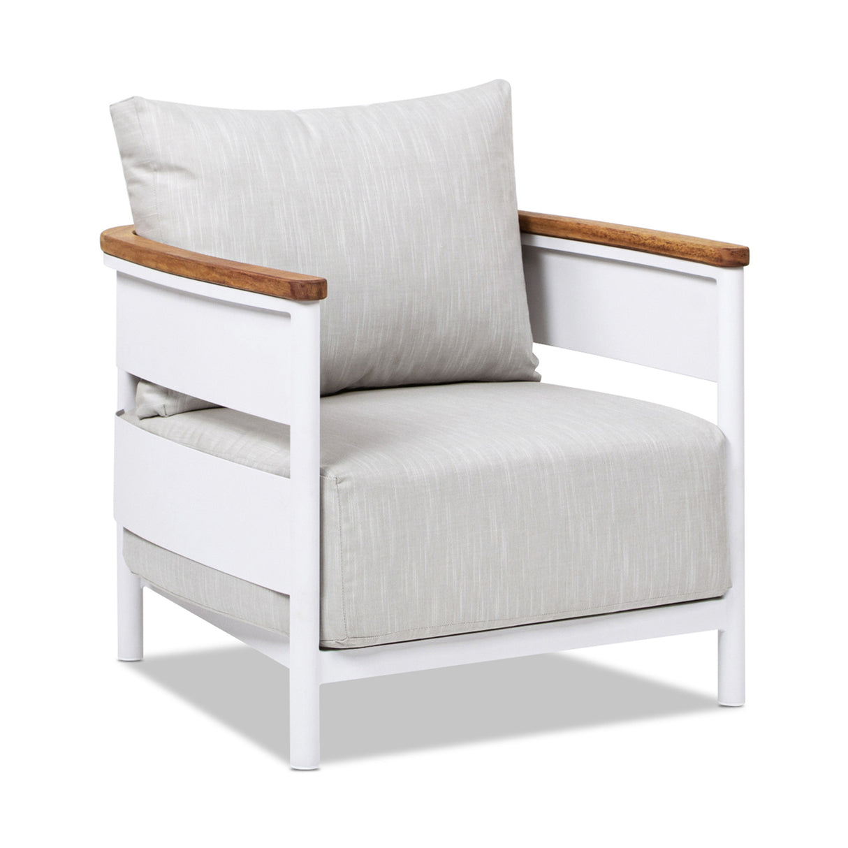 Rhodes 29" Upholstered Teak & Aluminum Patio Arm Chair Birch