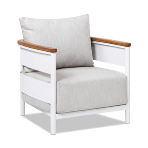 Rhodes 29" Upholstered Teak & Aluminum Patio Arm Chair Birch