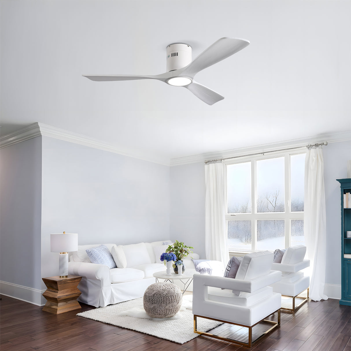 52 Inch Mounting Type Solid Wood Ceiling Fan With Light Kit