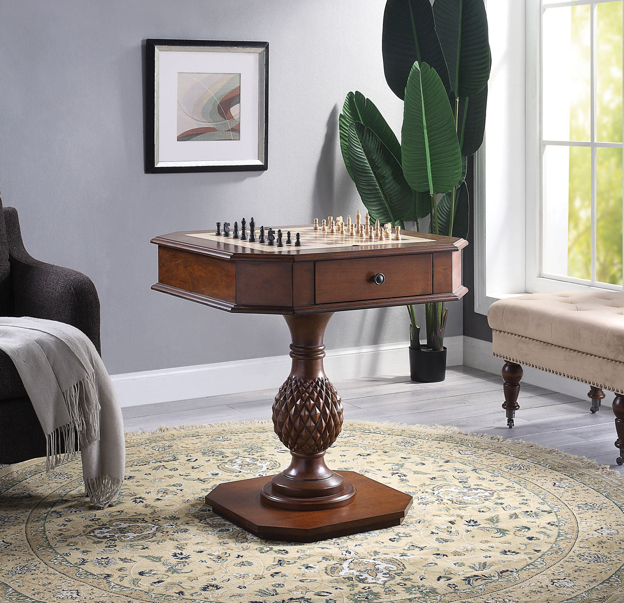 Bishop - Reversible Chess Checker Game Table With Game Tray (Chess Fingures Not Included) - Cherry - Best Buy Furniture