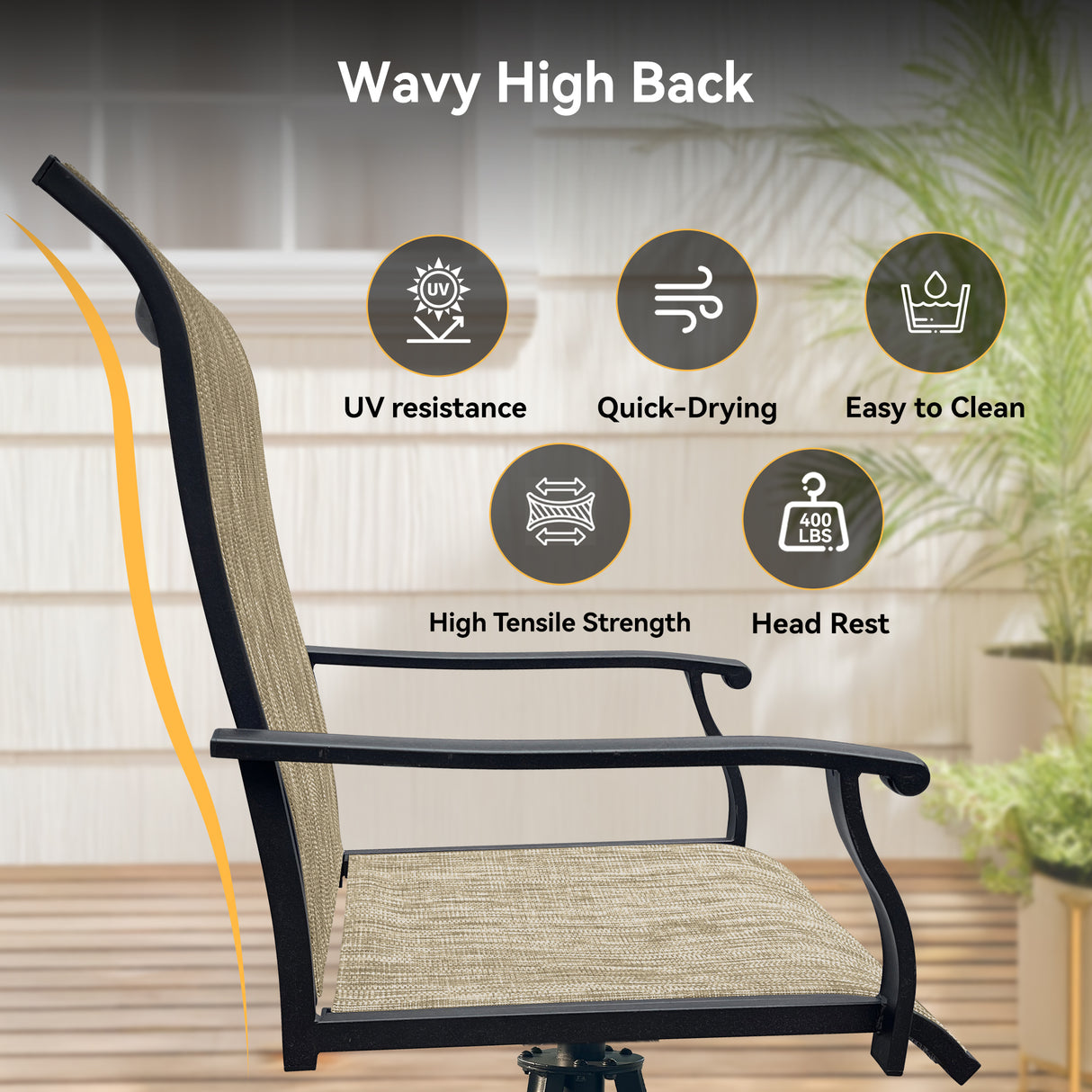 Outdoor Patio Furniture Set for 4 with Swivel Chairs