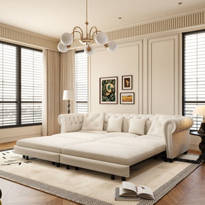 3 In 1 Pull Out Convertible Sleeper Sofa Bed, King Size, Chaise Lounge