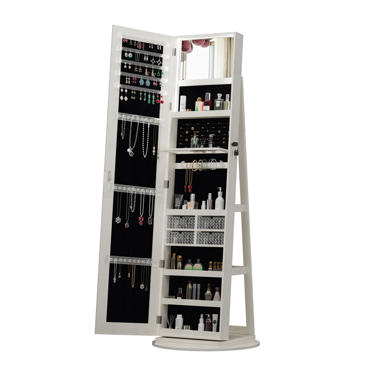 Swivel Jewelry Cabinet With Full Length Mirror