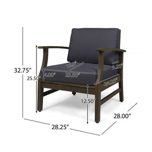 Enchanting Outdoor Club Chair With Slat Panel Design And Water Resistant Cushion - Dark Gray - Best Buy Furniture