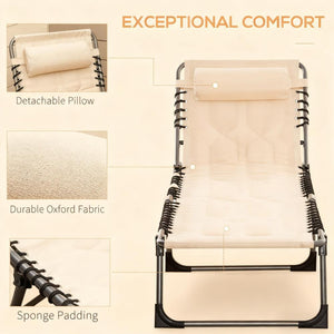 Outdoor Reclining Camping Tanning Chair with Headrest