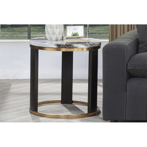 Round End Table For Living Room - Gold / Brown