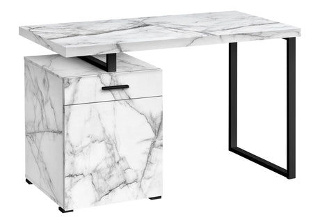 Computer Desk, Home Office, Laptop, Left, Right Set-Up, Storage Drawers, Work, Marble Look Laminate, Contemporary, Modern - White - Best Buy Furniture