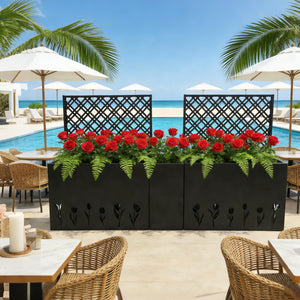 Metal Planter-Trellis Combo Set of 3