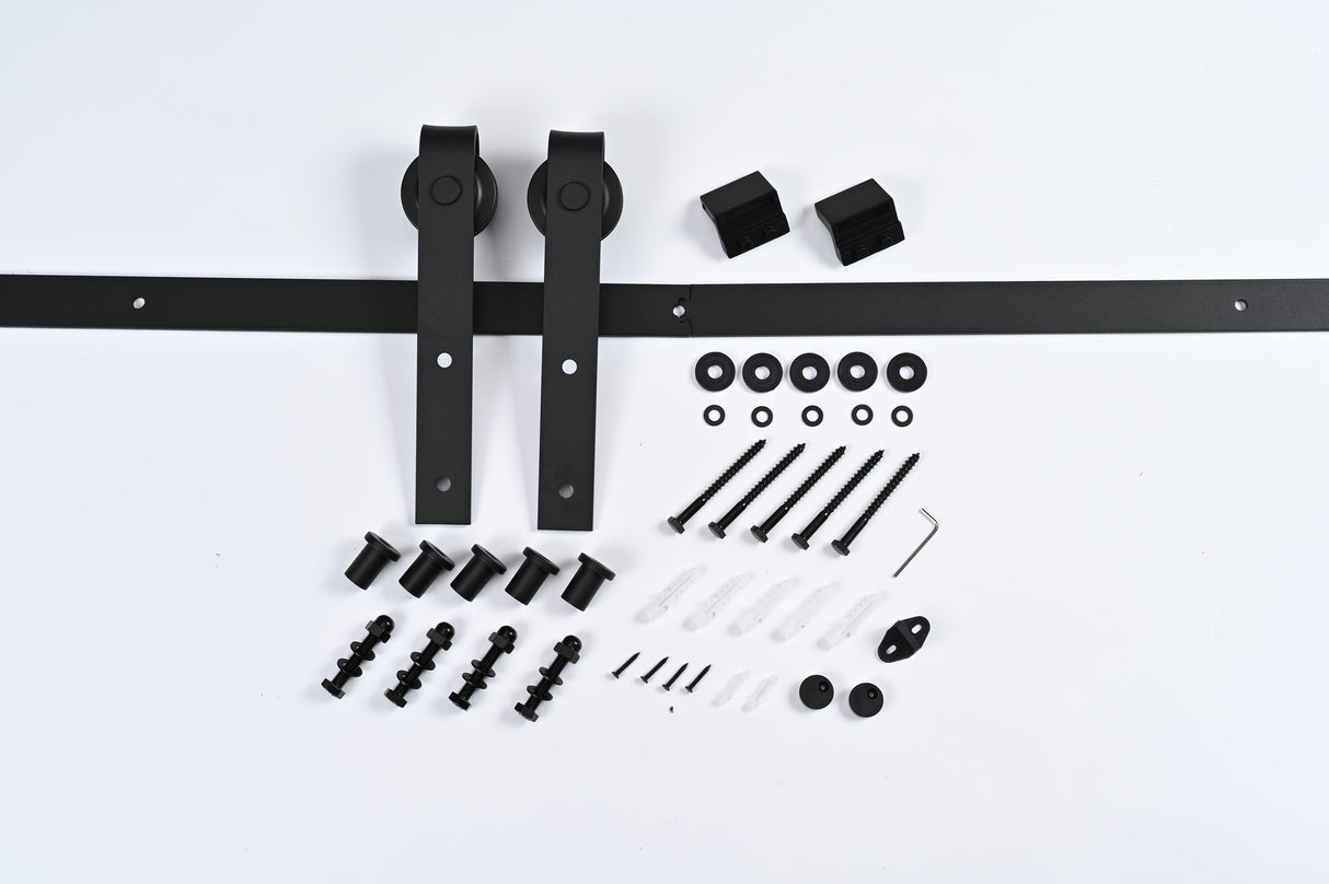 8 FT Double Sliding Barn Door Track and Handle Hardware Kit