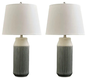 Afener - Ceramic Table Lamp (Set of 2) - Blue / Beige - Best Buy Furniture