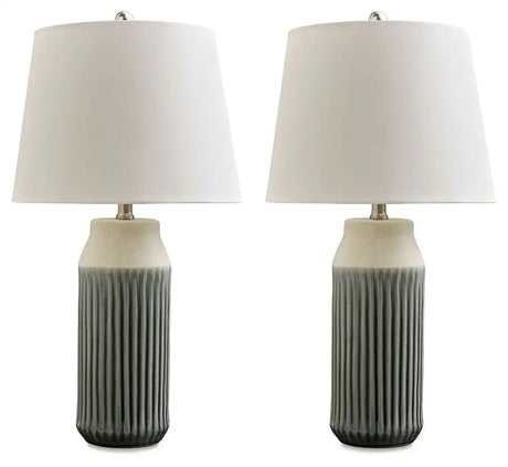 Afener - Ceramic Table Lamp (Set of 2) - Blue / Beige - Best Buy Furniture
