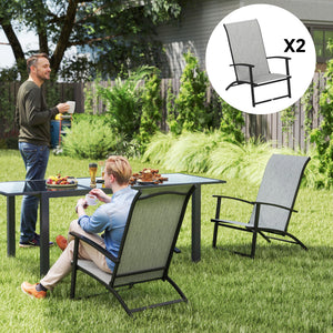 Outsunny Folding Patio Chairs Set of 2, Portable Outdoor Dining Chairs with High Back, Armrests