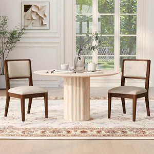 Set of 2 Compact Rubber Wood Dining Chairs