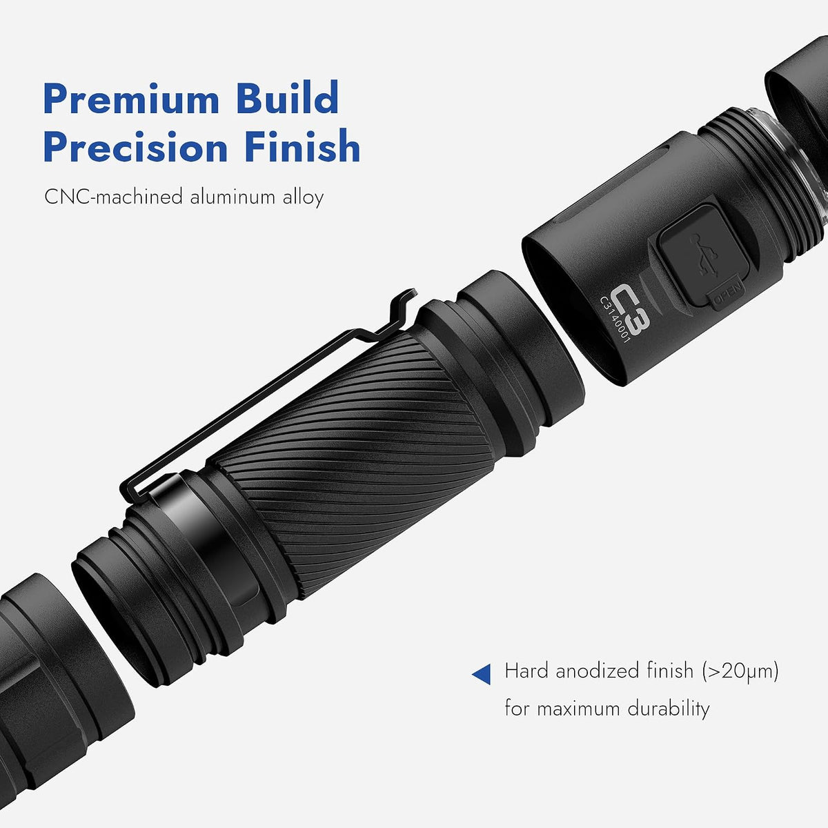 C3 Flashlight 1200 High Lumens Rechargeable Flashlight