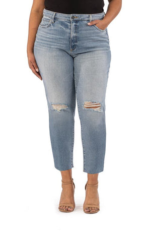 Rachael Fab Ab High Waist Raw Hem Jeans in Exaltation - Size 16W