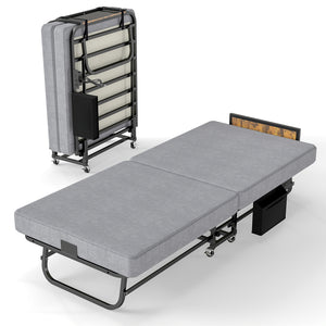 78"×31" Folding Bed with Headboard & USB Charging Station
