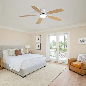 Ceiling Fan With LED Light, 6-Speed Wind, 5 Blades, Remote Control DC Motor