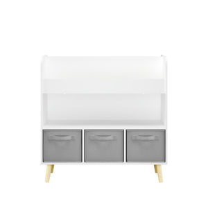 Bookshelf With 3 Bins, Storage Shelf For Toys And Books