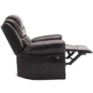 3 Pieces Recliner Sofa Sets Home Theater Seating Manual Recliner Chair & Center Console And LED Light Strip For Living Room - Brown