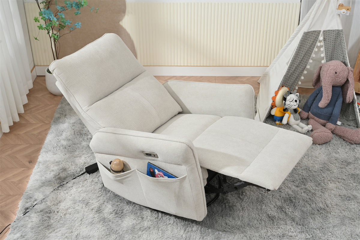 270° Power Swivel Rocker Recliner Chair, Light Gray