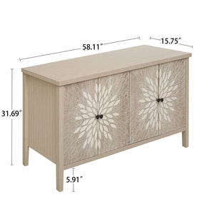 Modern Storage Cabinet With 4 Doors & Adjustable Shelves