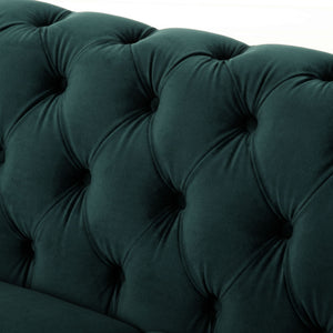 Chesterfield Loveseat Sofa, 2 Person Rolled Arm Upholstered Couch