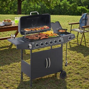 6 Burner Propane Gas BBQ Grill with Side Burner
