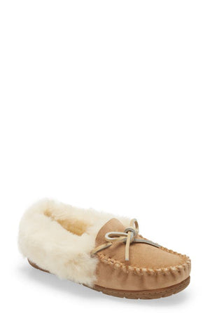 LLBean Wicked Good Genuine Shearling Moccasin Slipper - Natural
