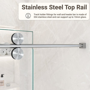56-60"W x 72"H Frameless Sliding Shower Door – Clear Tempered Glass